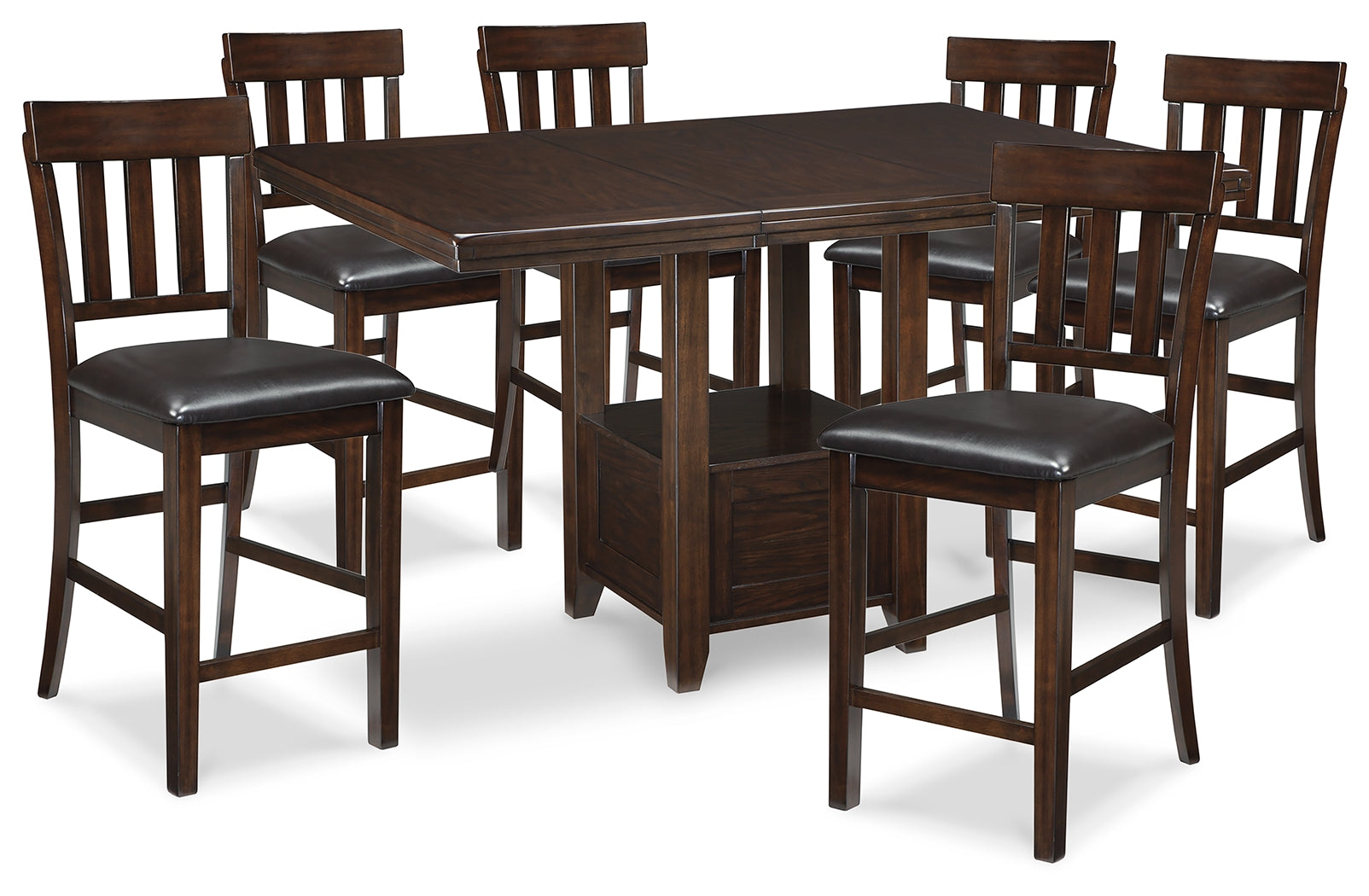 Best Furniture Outlet - Ashley Furniture - Haddigan Dining Room - Counter Height Dining Table and 6 Barstools / Dark Brown - D596D7