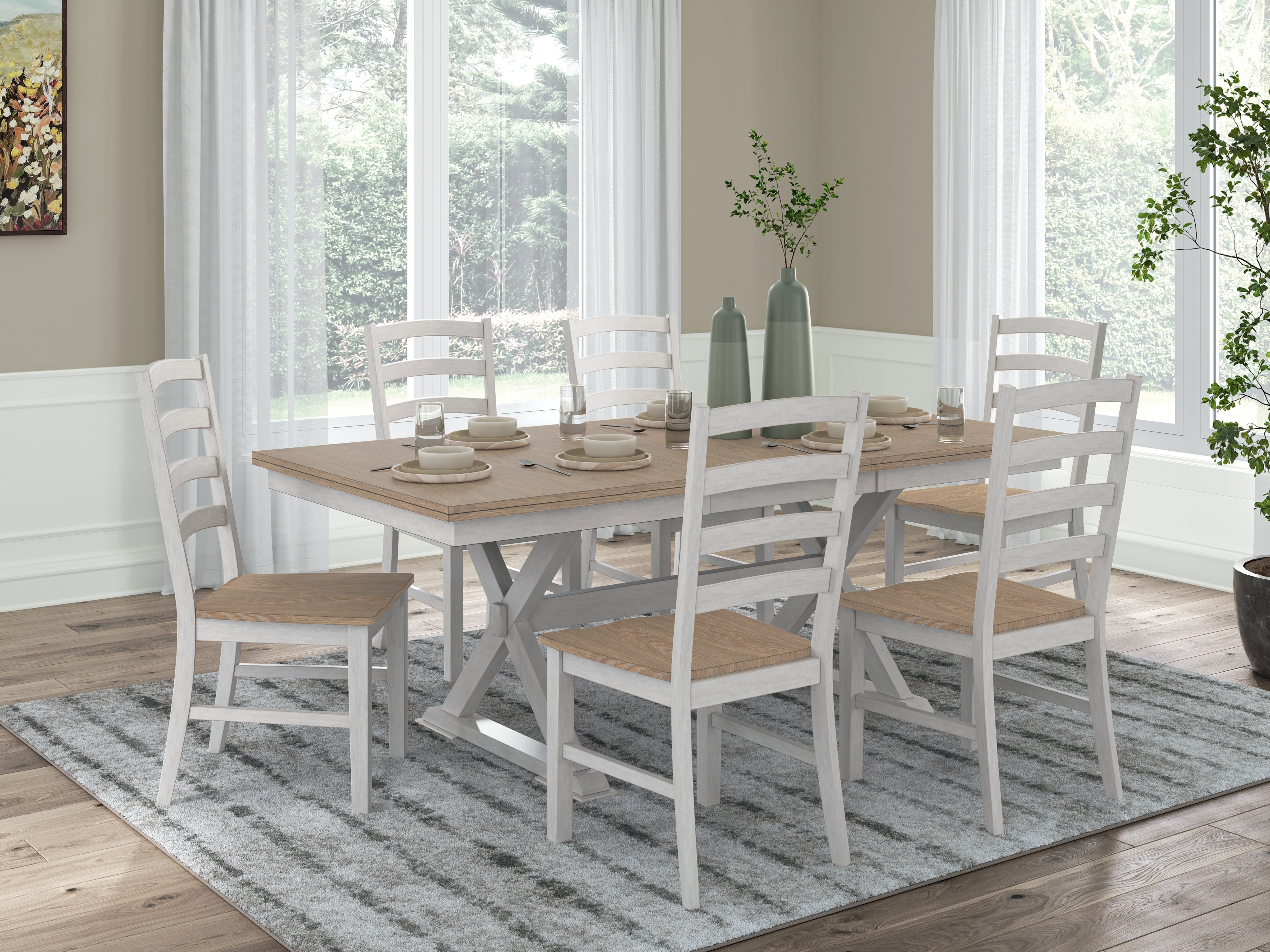 Best Furniture Outlet - Ashley Furniture - Purlaney Dining Room - Extension Dining Table and 6 Chairs - PCD627D4