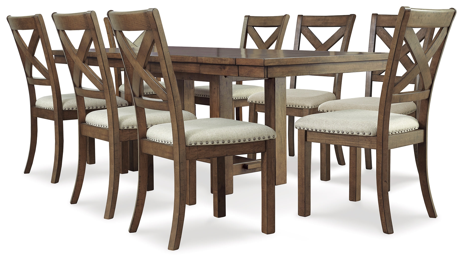 Best Furniture Outlet - Ashley Furniture - Moriville Dining Room - Dining Table and 8 Chairs / Grayish Brown - D631D13