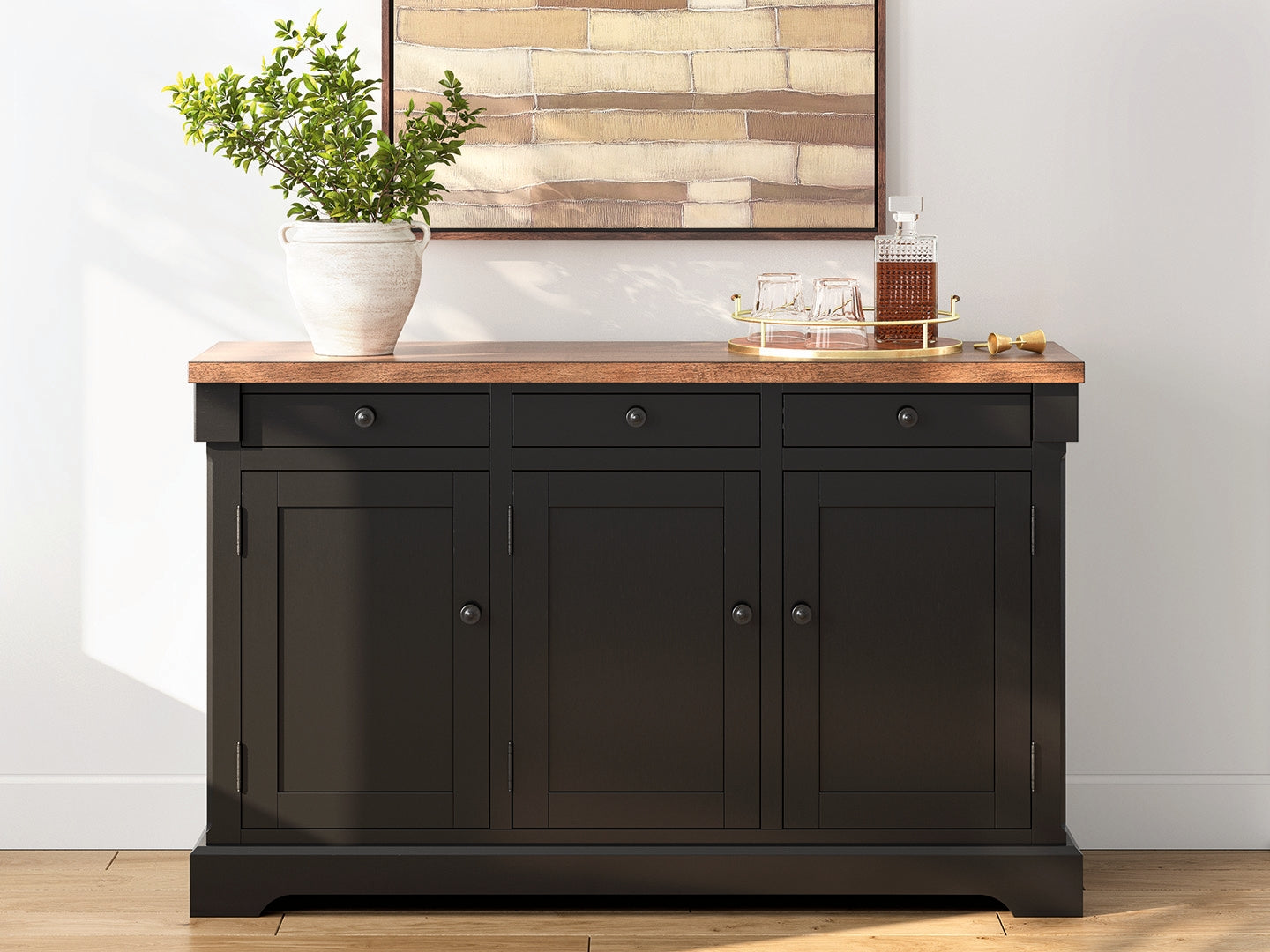 Best Furniture Outlet - Ashley Furniture - Wildenauer Dining Room - Dining Room Buffet / Brown/Black - D634-80