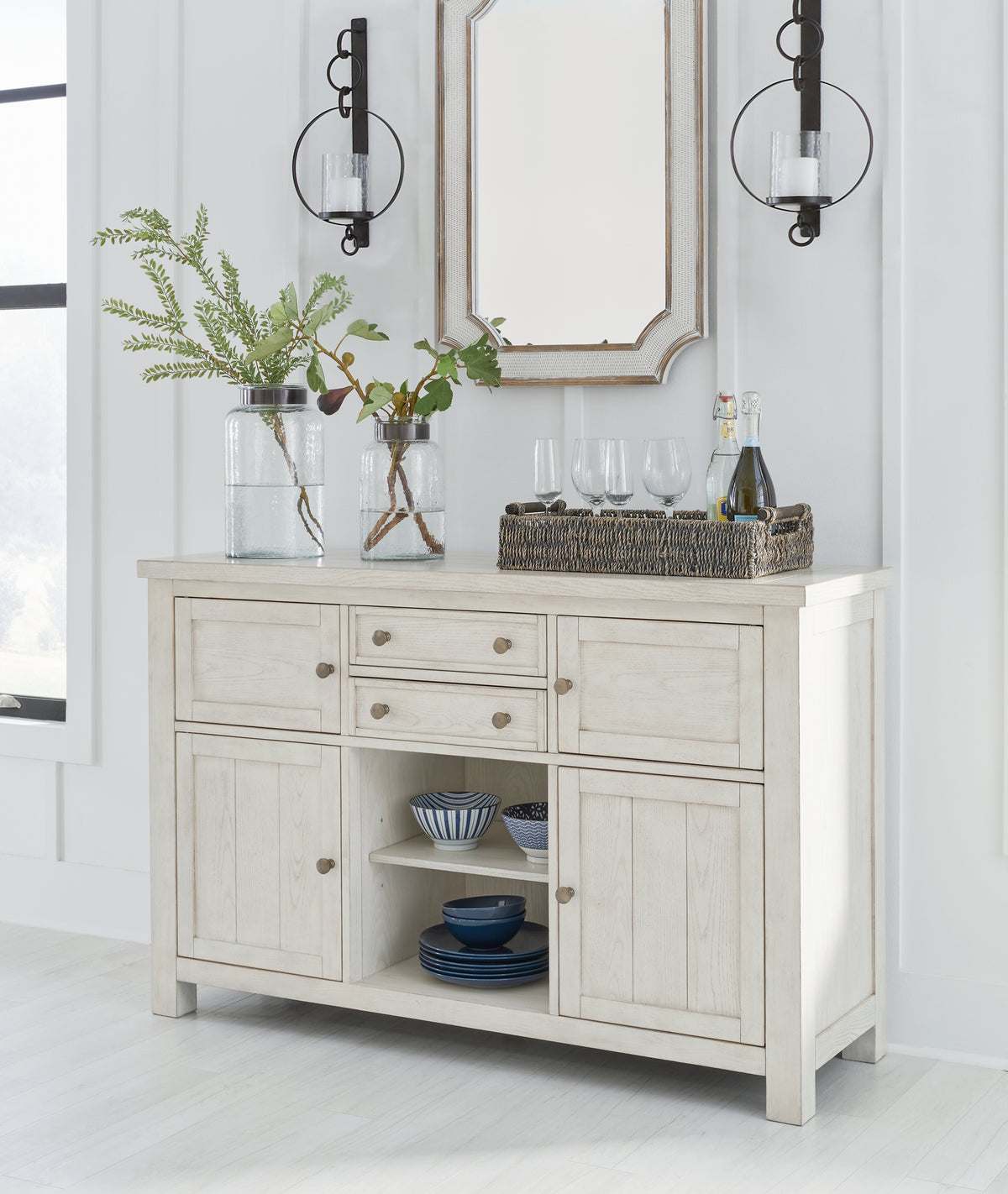Best Furniture Outlet - Ashley Furniture - Robbinsdale Dining Room - Counter Height Barstool (Set of 2) / Antique White - D642-324X2