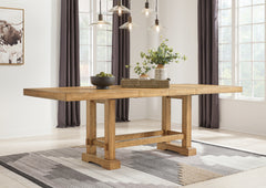 Best Furniture Outlet - Ashley Furniture - Havonplane Dining Room - RECT DRM Counter EXT Table / Brown - D773-32