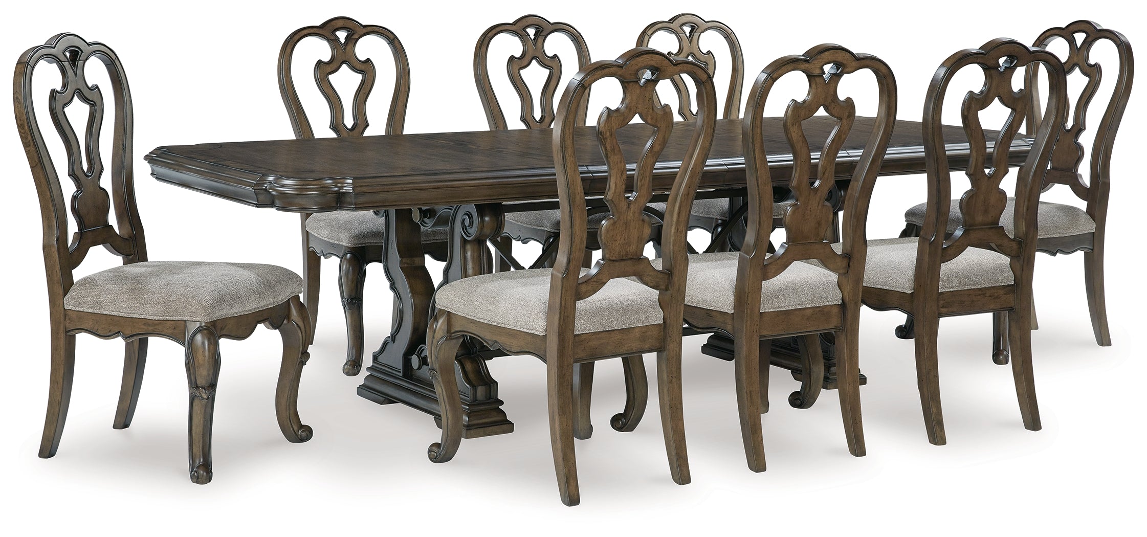Best Furniture Outlet - Ashley Furniture - Maylee Dining Room - Dining Table and 8 Chairs / Dark Brown - D947D9