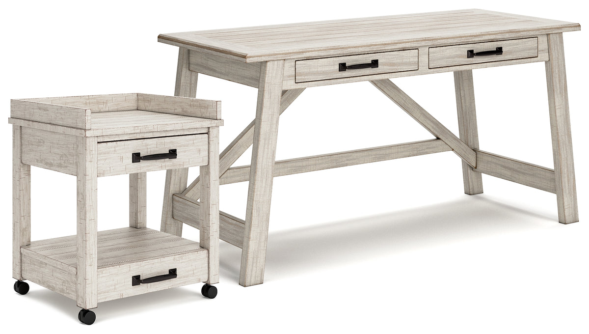 Best Furniture Outlet - Ashley Furniture - Carynhurst Home Office Desk and Printer Stand - Home Office Desk and Printer Stand - H755H1