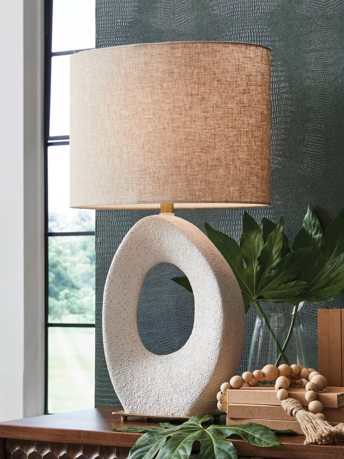 Best Furniture Outlet - Ashley Furniture - Trentlen Lighting - Paper Table Lamp (1/CN) / Cream/Gold Finish - L235984