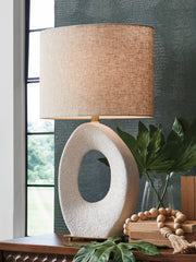 Best Furniture Outlet - Ashley Furniture - Trentlen Lighting - Paper Table Lamp (1/CN) / Cream/Gold Finish - L235984