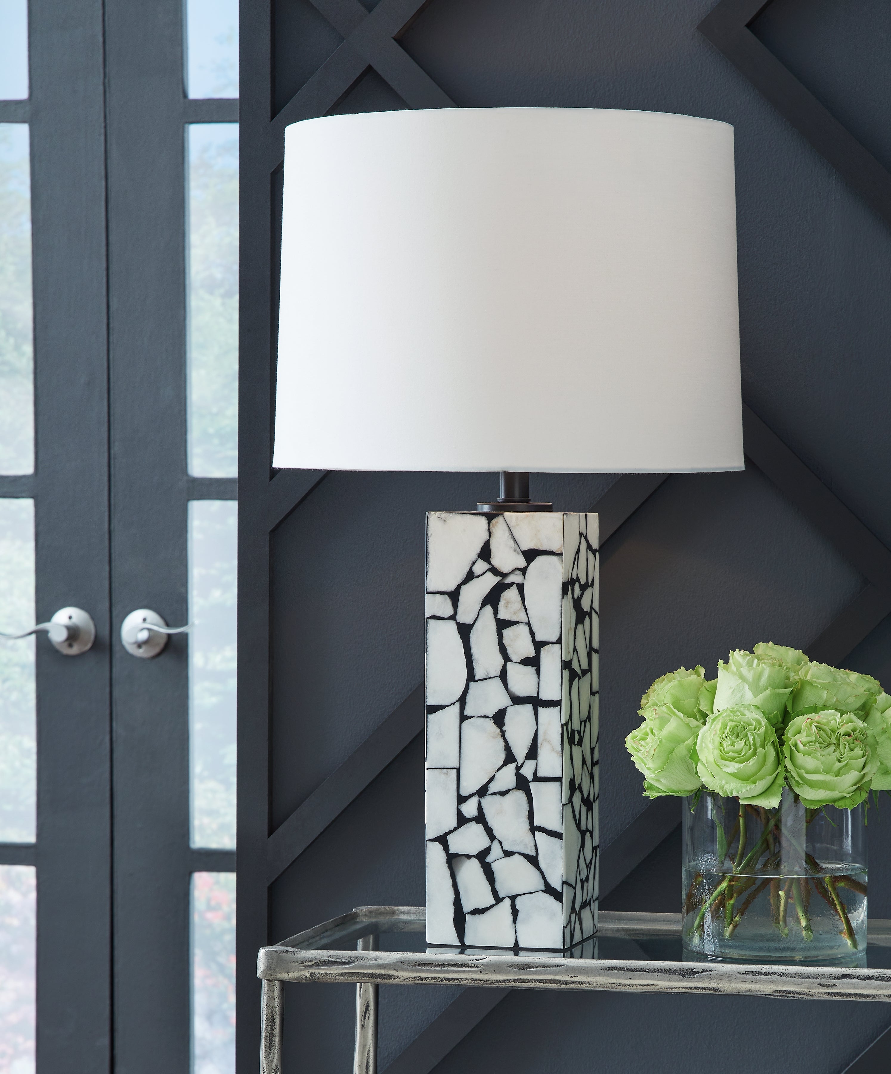 Best Furniture Outlet - Ashley Furniture - Macaria Lighting - Marble Table Lamp (1/CN) / White/Black - L429044