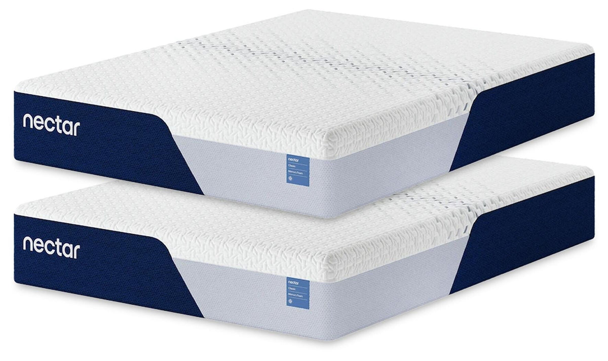 Best Furniture Outlet - Ashley Furniture - Nectar Classic Memory Foam Bedroom - 2 Twin XL Mattresses - M125M1