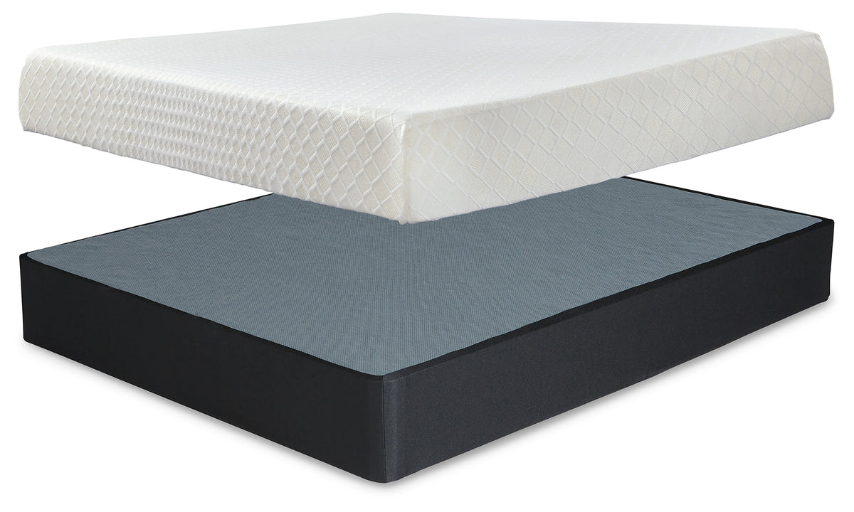 Best Furniture Outlet - Ashley Furniture - 10 Inch Chime Memory Foam King Mattress and Foundation - King Mattress and Foundation - M699M1