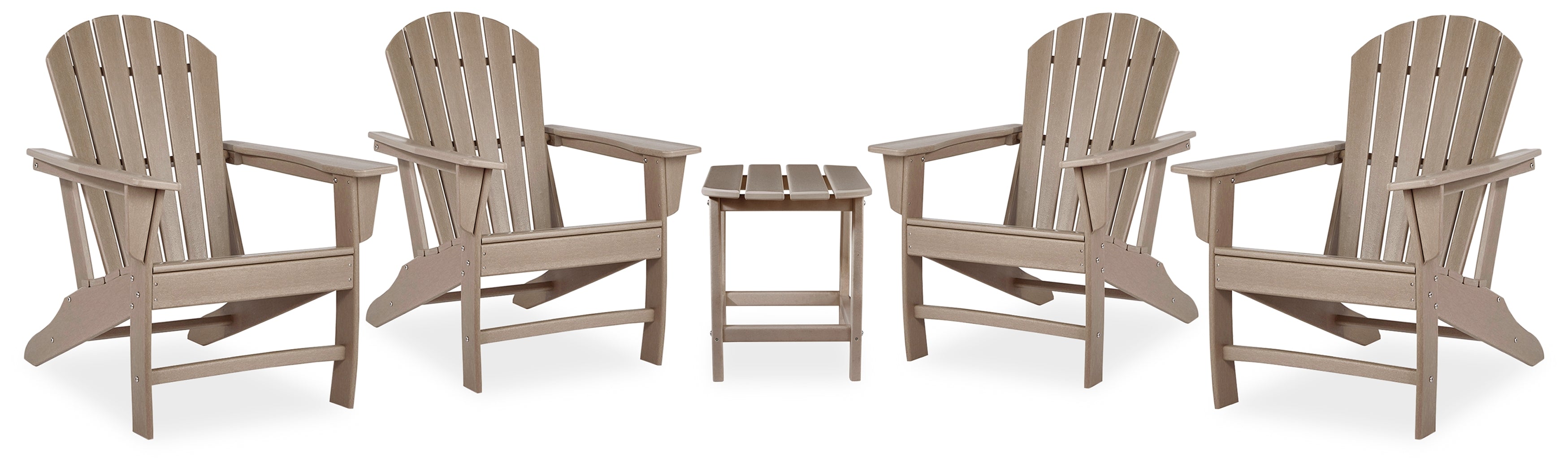 Best Furniture Outlet - Ashley Furniture - Sundown Treasure Outdoor - 4 Adirondack Chairs and Outdoor End Table / Driftwood - P014P2