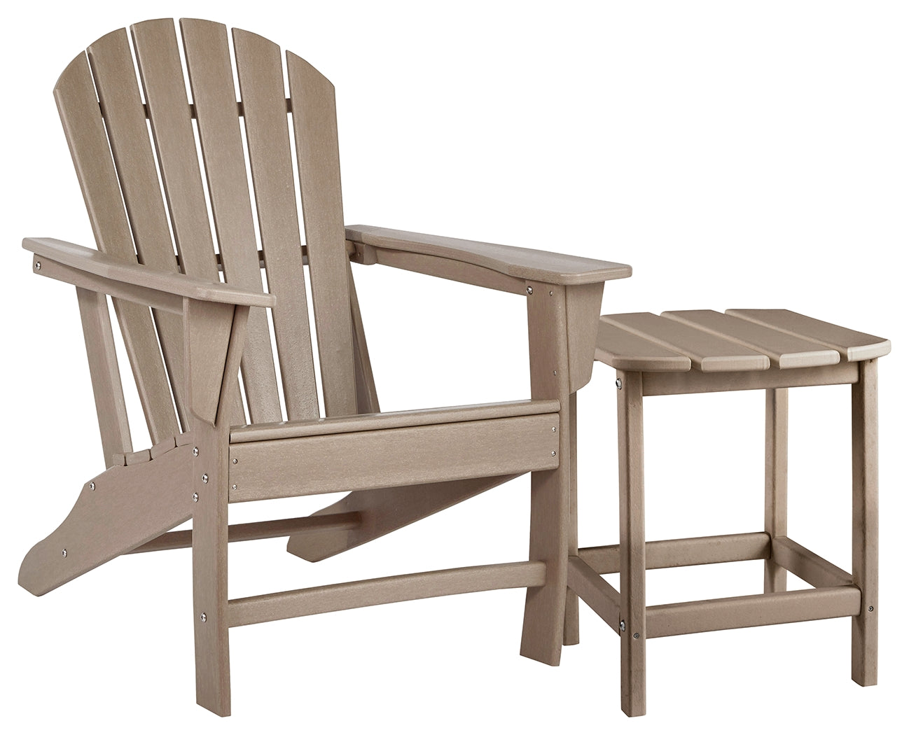 Best Furniture Outlet - Ashley Furniture - Sundown Treasure Outdoor - Adirondack Chair with End Table / Driftwood - P014P1