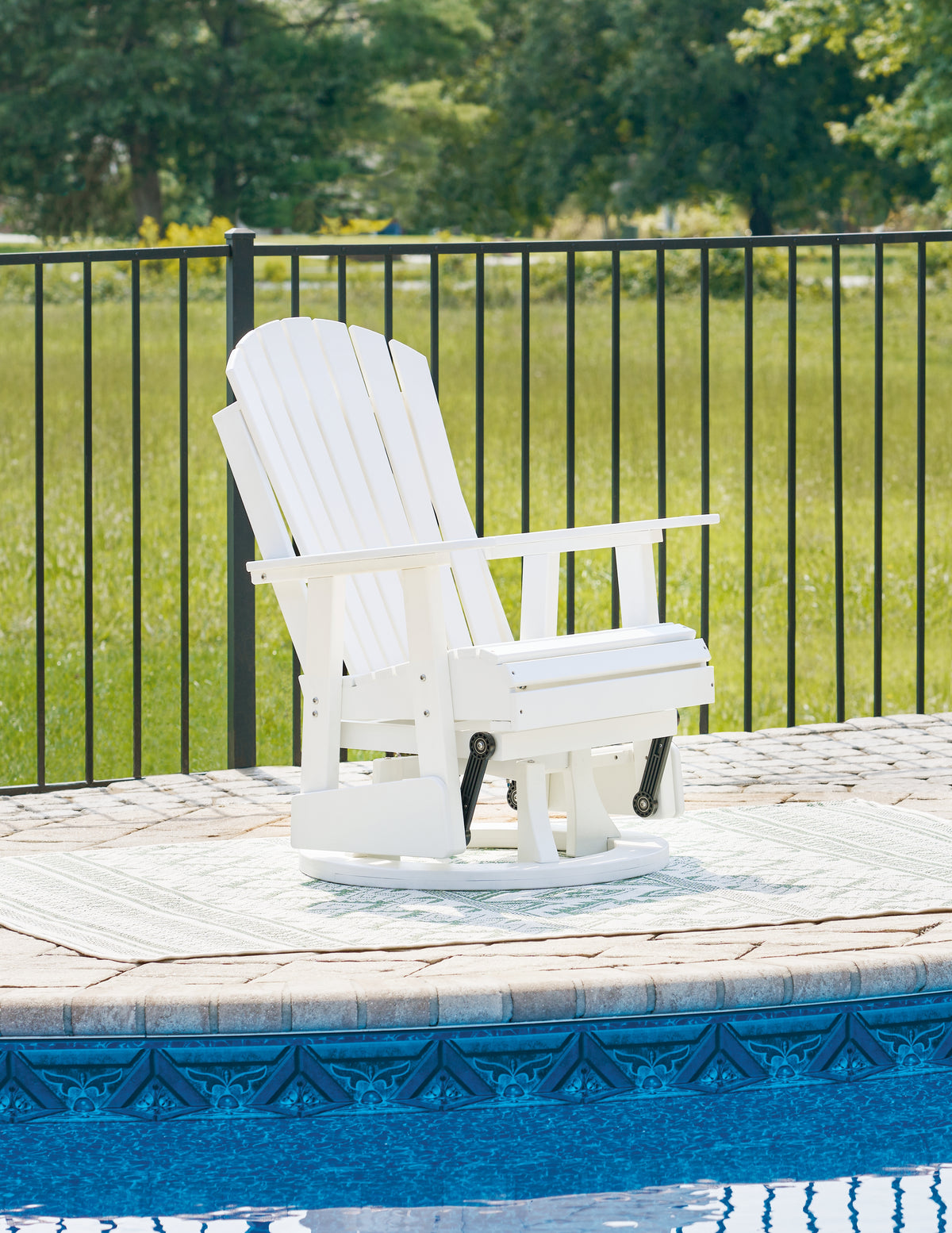 Best Furniture Outlet - Ashley Furniture - Hyland wave Outdoor - Swivel Glider Chair / White - P111-820