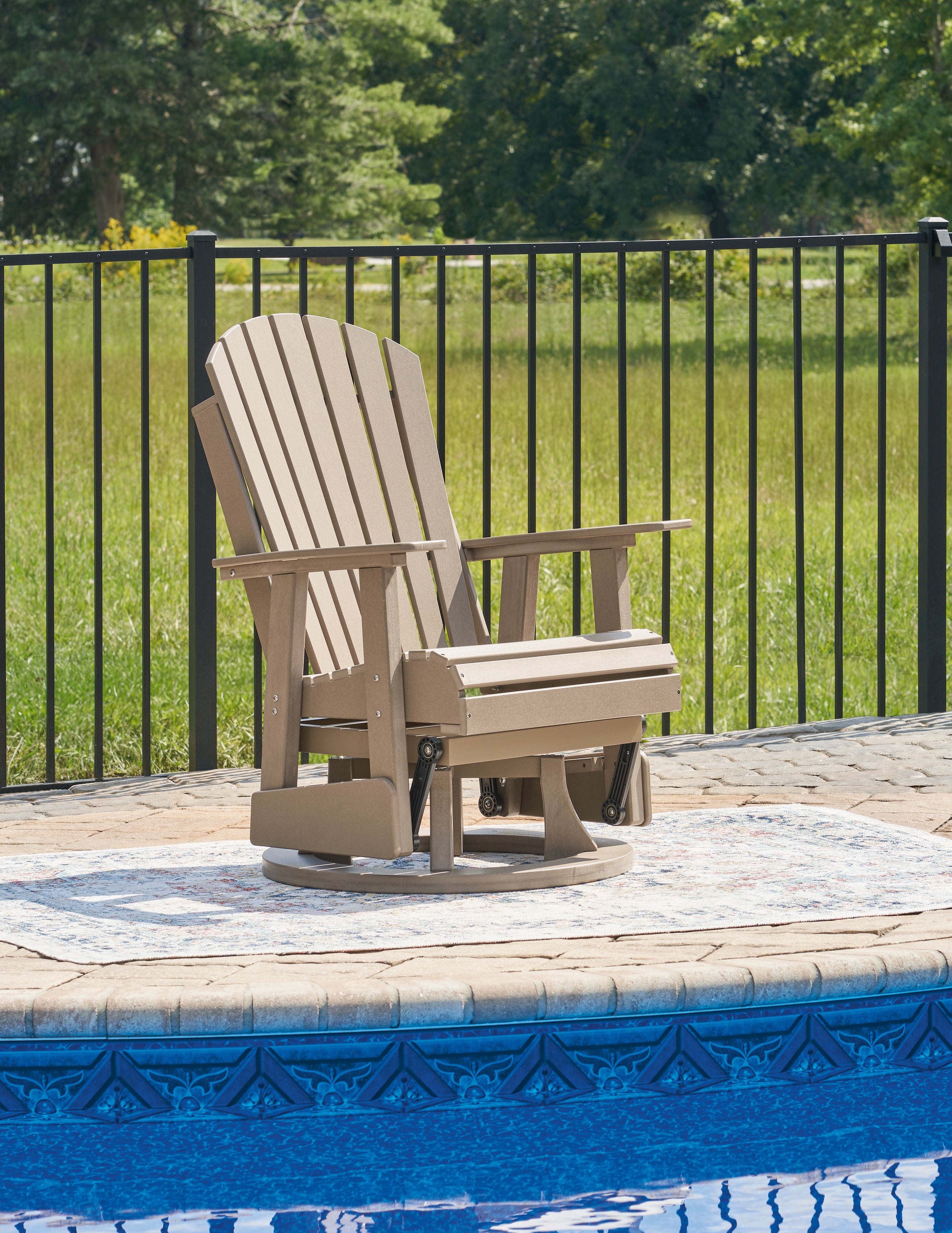 Best Furniture Outlet - Ashley Furniture - Hyland wave Outdoor - Swivel Glider Chair / Driftwood - P114-820