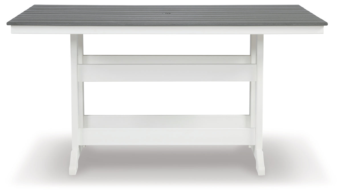 Best Furniture Outlet - Ashley Furniture - Transville Outdoor - RECT COUNTER TABLE W/UMB OPT / Gray/White - P210-642