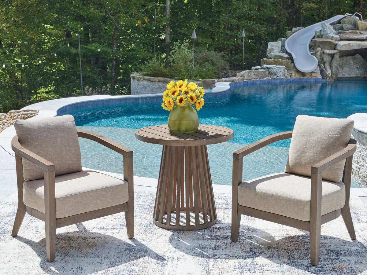Best Furniture Outlet - Ashley Furniture - Joy Lagoon Outdoor - Chairs w/CUSH/Table Set (3/CN) - PCP310-050