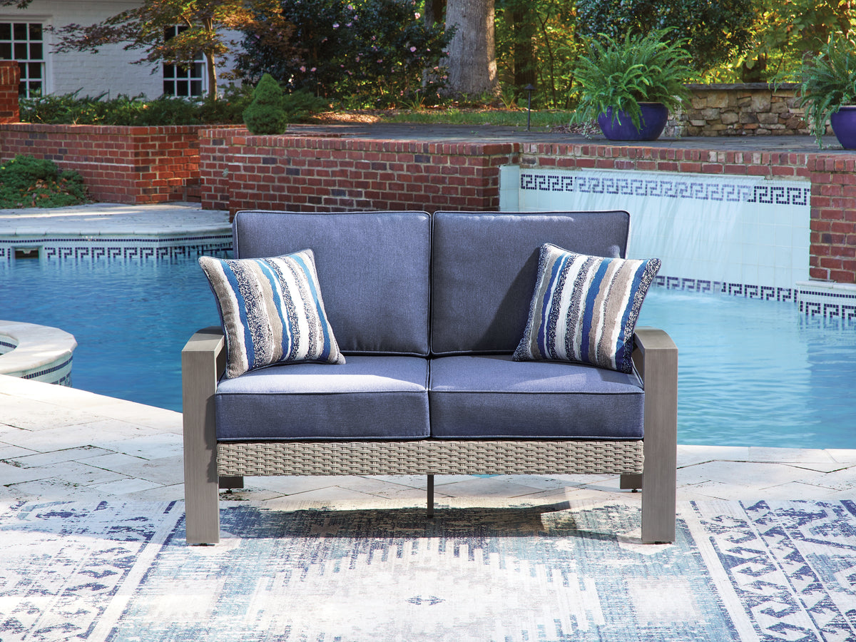 Best Furniture Outlet - Ashley Furniture - Half Moon Beach Outdoor - Loveseat w/Cushion - PCP418-835