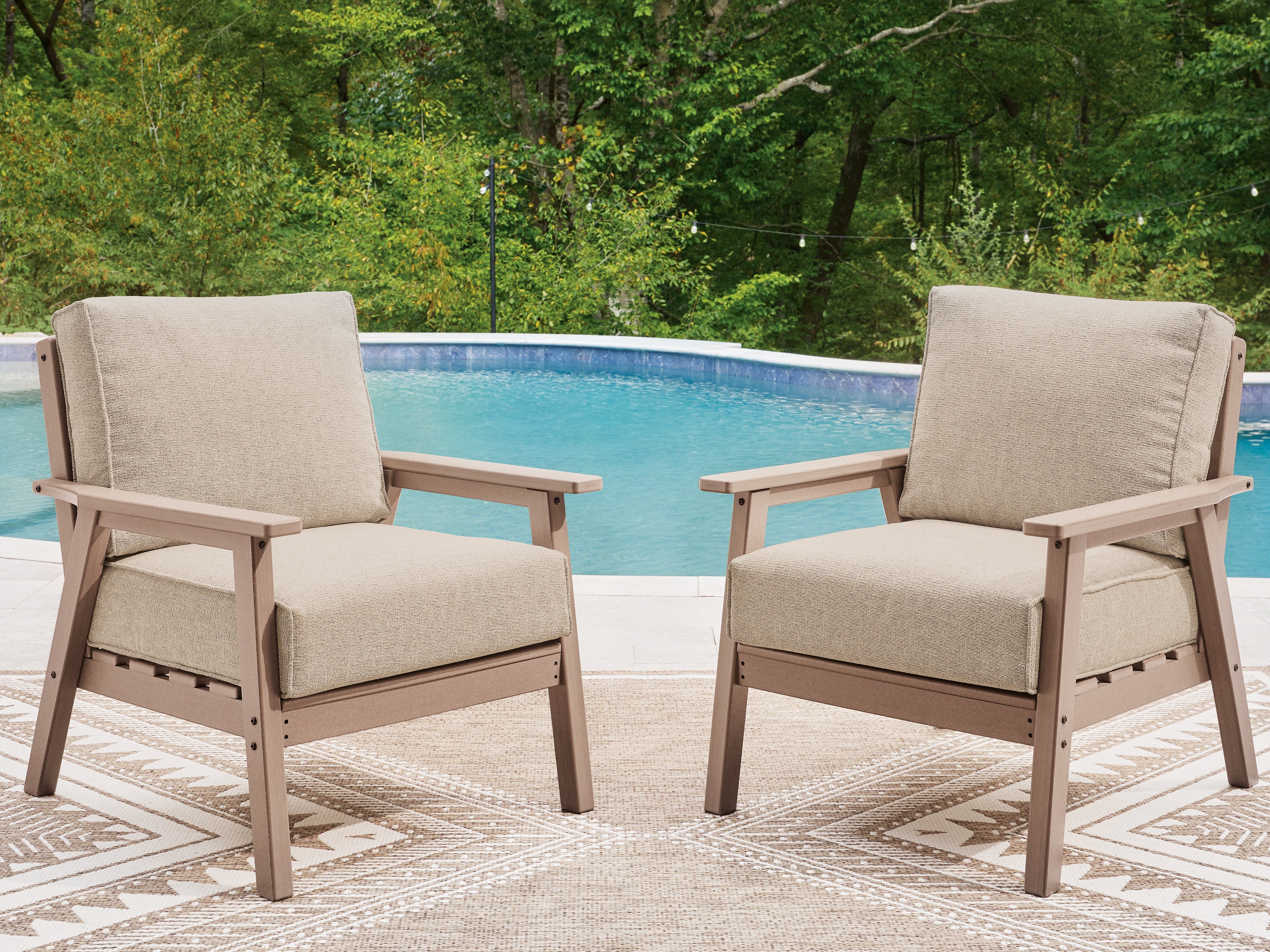 Best Furniture Outlet - Ashley Furniture - Grover Beach Outdoor - Lounge Chair w/Cushion (Set of 2) / Driftwood - PCP422-820