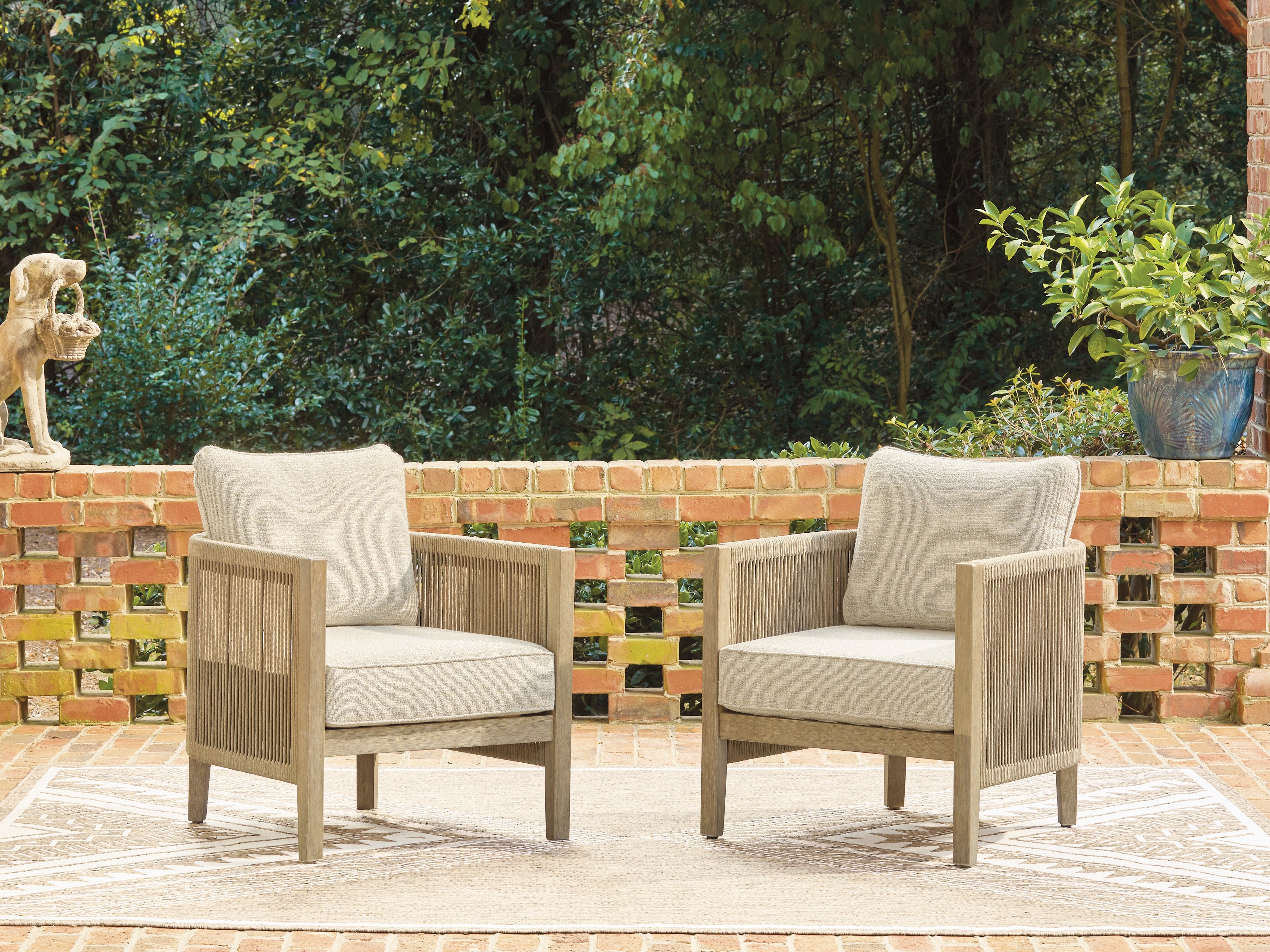 Best Furniture Outlet - Ashley Furniture - Spooners Cove Outdoor - Lounge Chair w/Cushion (Set of 2) / Beige - PCP469-820