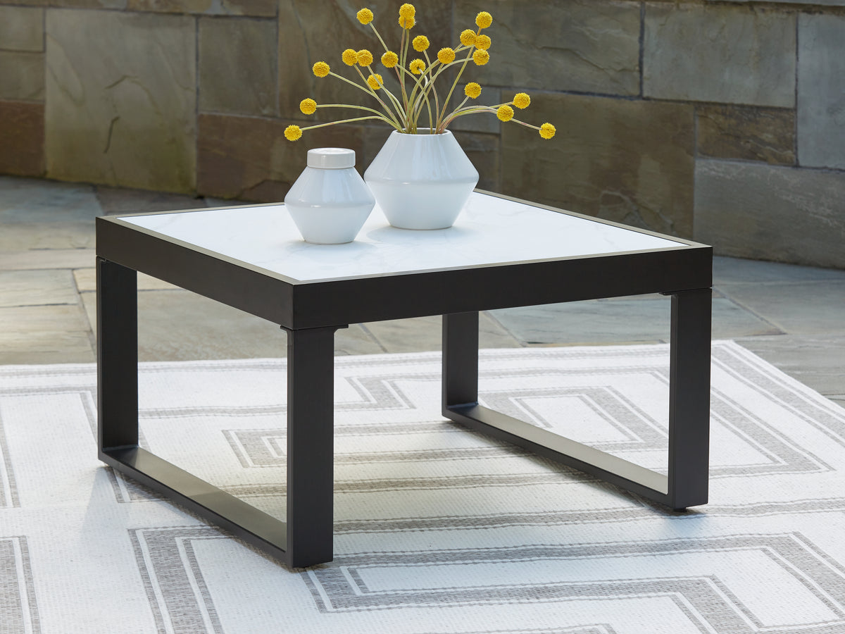 Best Furniture Outlet - Ashley Furniture - Beachloft Outdoor - Square Cocktail Table / Black/Gray - P490-708