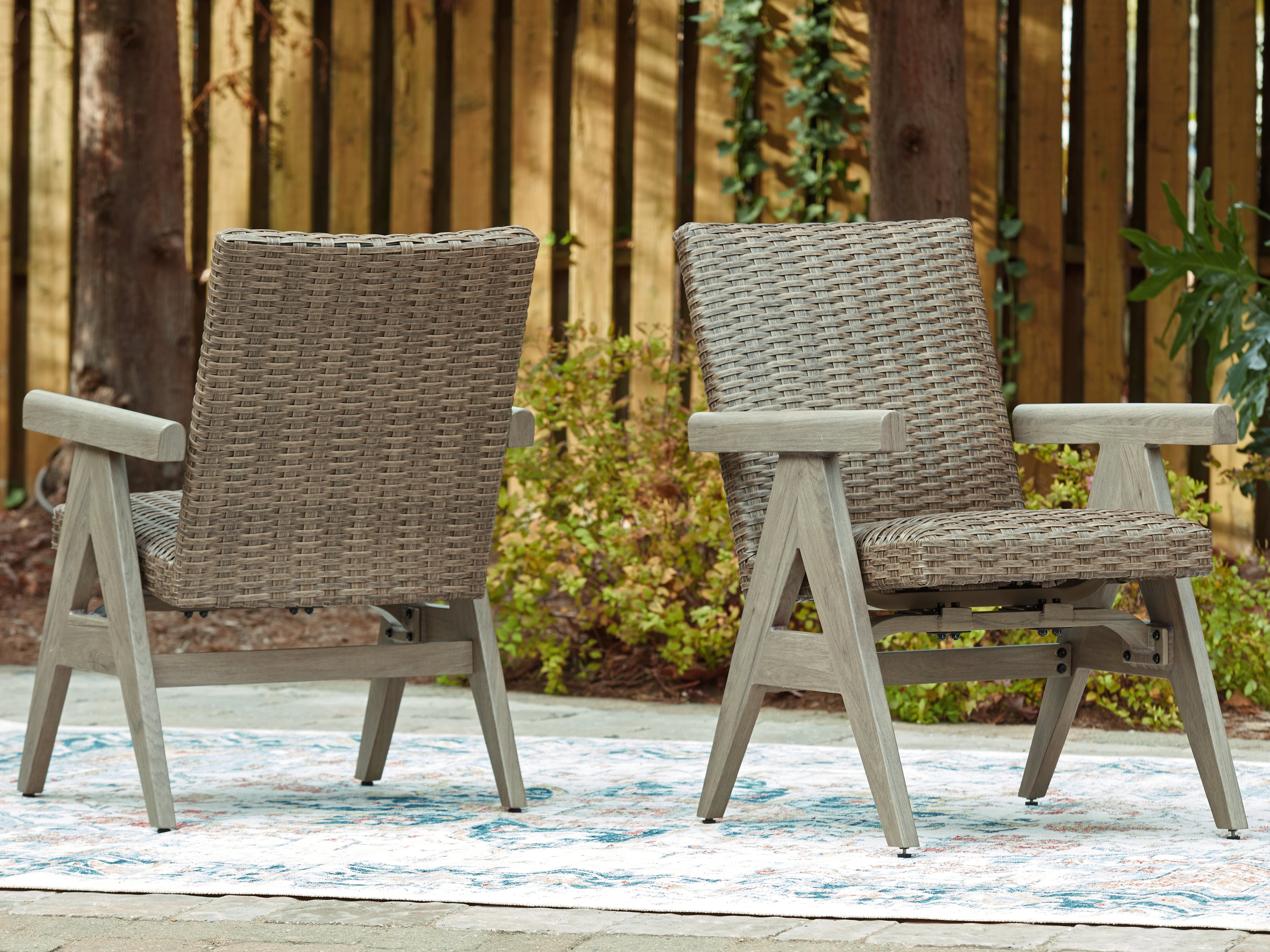 Best Furniture Outlet - Ashley Furniture - Cliff Trails Outdoor - Rocking Arm Chair (Set of 2) / Beige - PCP690-602A