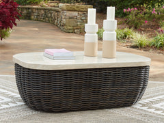 Best Furniture Outlet - Ashley Furniture - Kimora Outdoor - 4-Piece Outdoor Sectional / Beige/Dark Brown - P711P2
