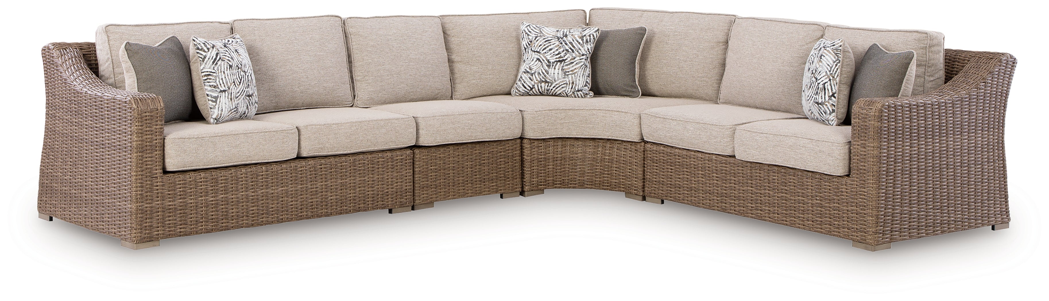 Best Furniture Outlet - Ashley Furniture - Laguna Heights Outdoor - 4-Piece Outdoor Sectional / Beige - PCP790P2