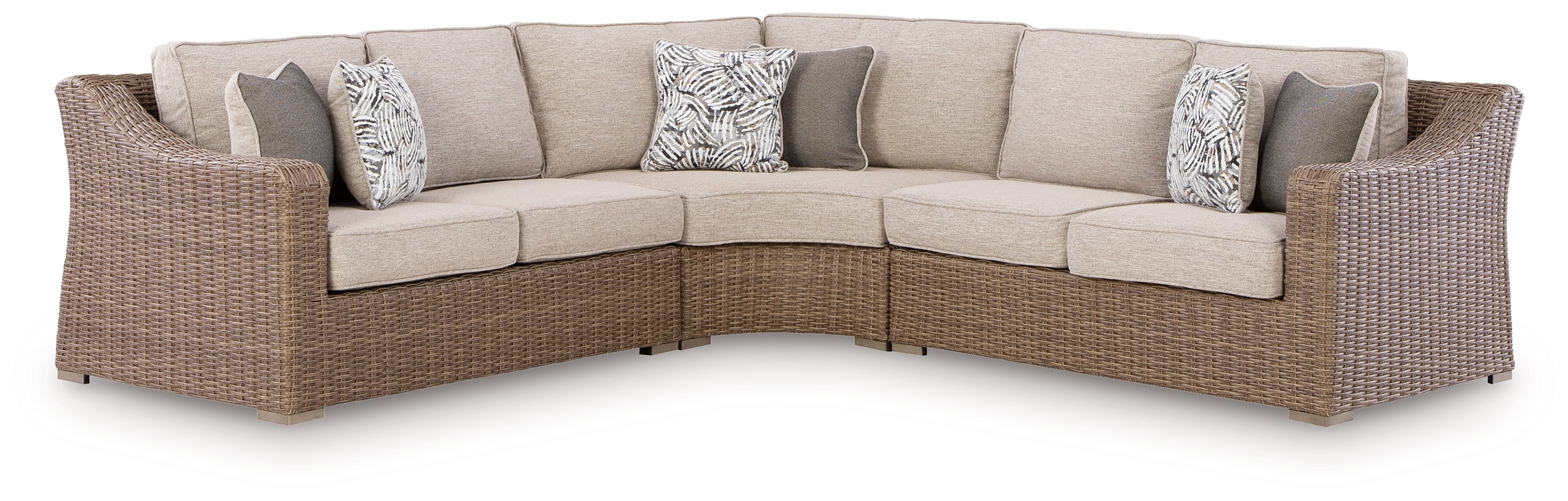Best Furniture Outlet - Ashley Furniture - Laguna Heights Outdoor - 3-Piece Outdoor Sectional / Beige - PCP790P1