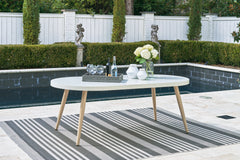 Best Furniture Outlet - Ashley Furniture - Seton Creek Outdoor - Round Bar Table w/UMB OPT / Beige - P798-613
