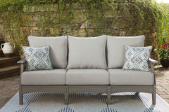 Best Furniture Outlet - Ashley Furniture - Visola Outdoor - Bench with Cushion / Gray - P802-600