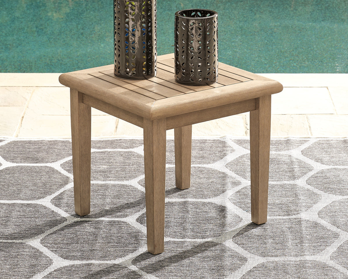 Best Furniture Outlet - Ashley Furniture - Gerianne Outdoor - Square End Table / Grayish Brown - P805-702