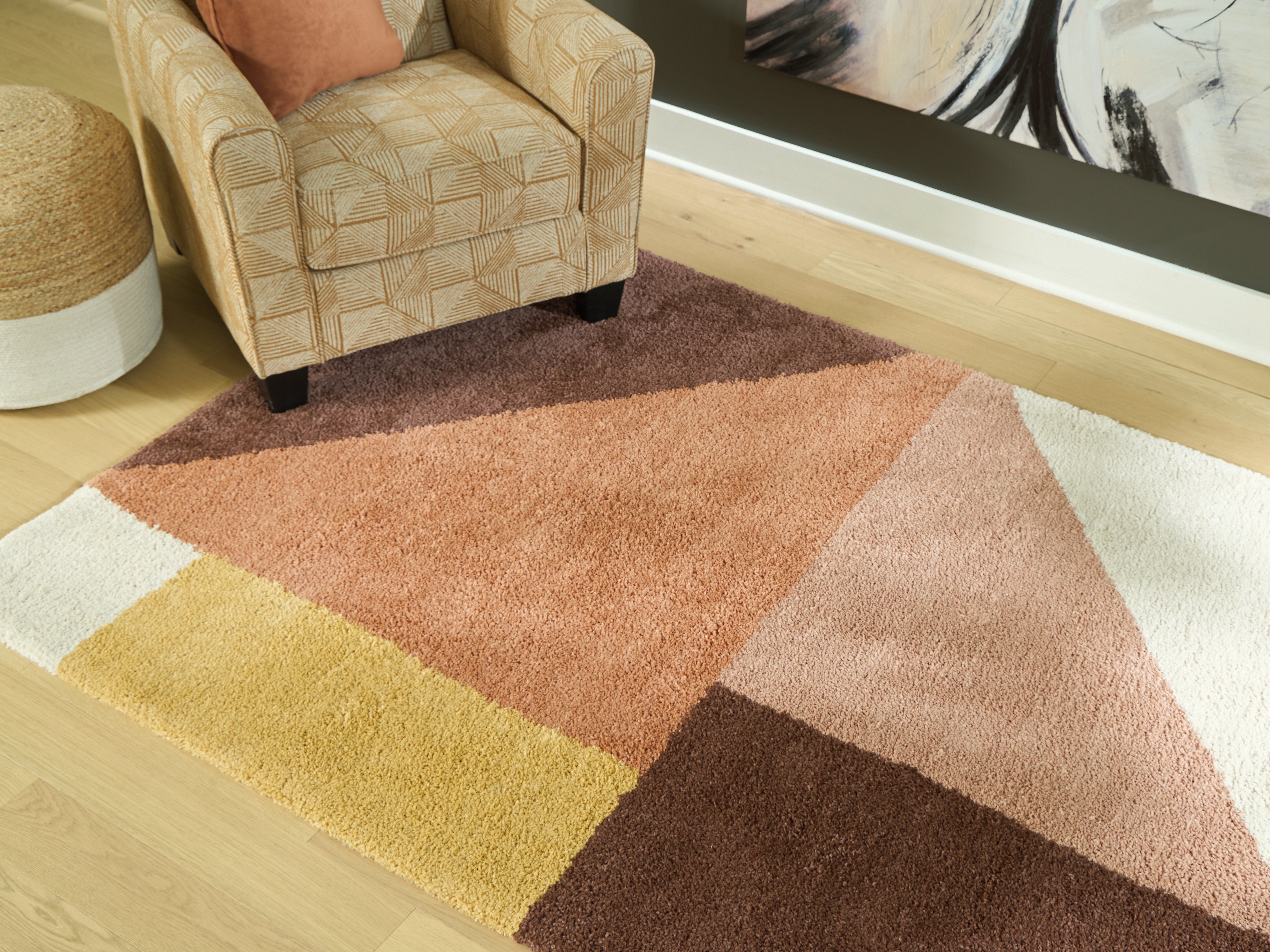 Best Furniture Outlet - Ashley Furniture - Gailmore Rug - 5' x 7' Rug / Cream/Pink/Ocher - R407172