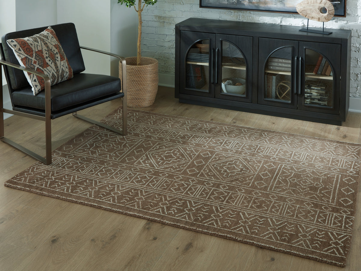 Best Furniture Outlet - Ashley Furniture - Merrittman Rug - 7'8" x 10' Area Rug / Brown/Ivory - R407701