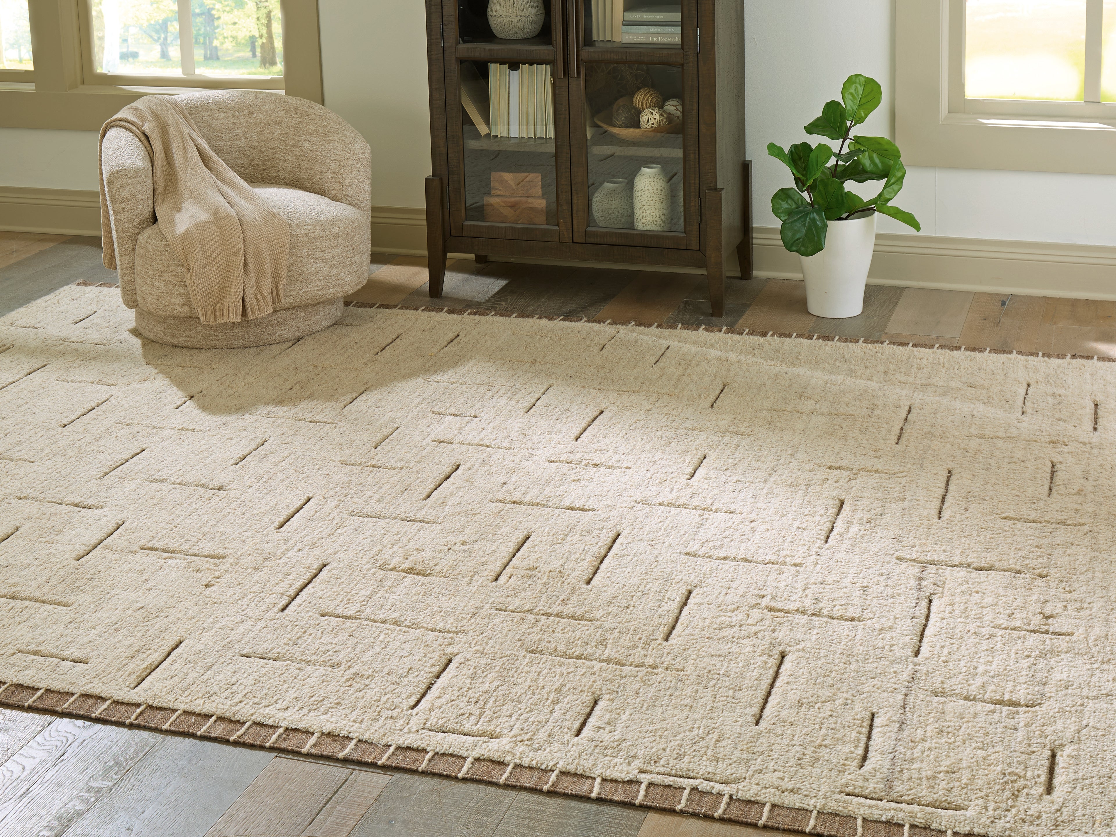 Best Furniture Outlet - Ashley Furniture - Clayman Rug - Extra Large Rug / Beige/Brown - R408340