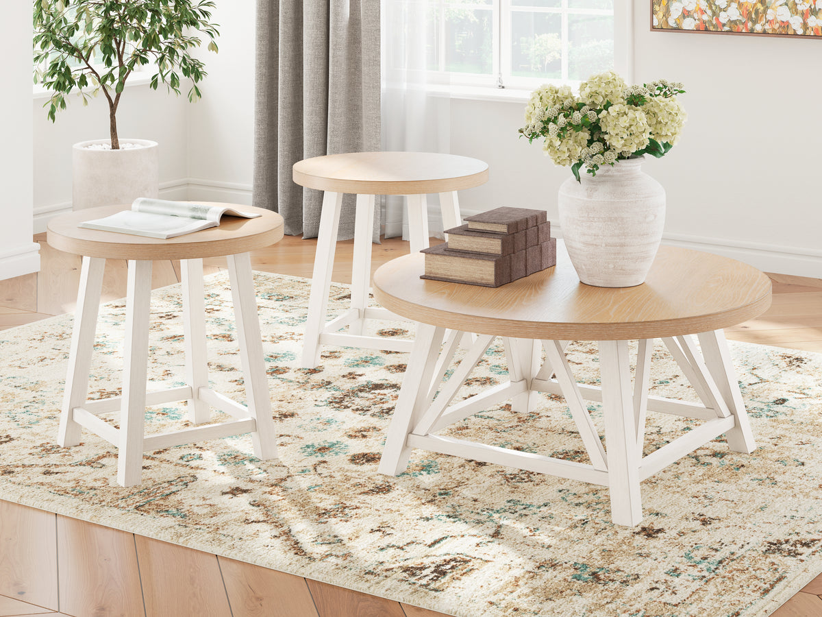Best Furniture Outlet - Ashley Furniture - Fawndell Table (Set of 3) - Occasional Table Set (3/CN) / Antique White/Brown - T193-13