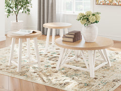 Best Furniture Outlet - Ashley Furniture - Fawndell Table (Set of 3) - Occasional Table Set (3/CN) / Antique White/Brown - T193-13