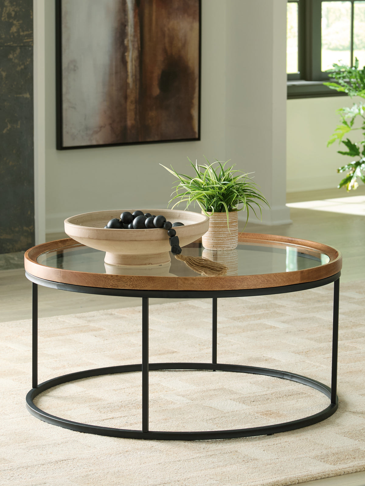 Best Furniture Outlet - Ashley Furniture - Noraluna Coffee Table - Round Cocktail Table - T502-8