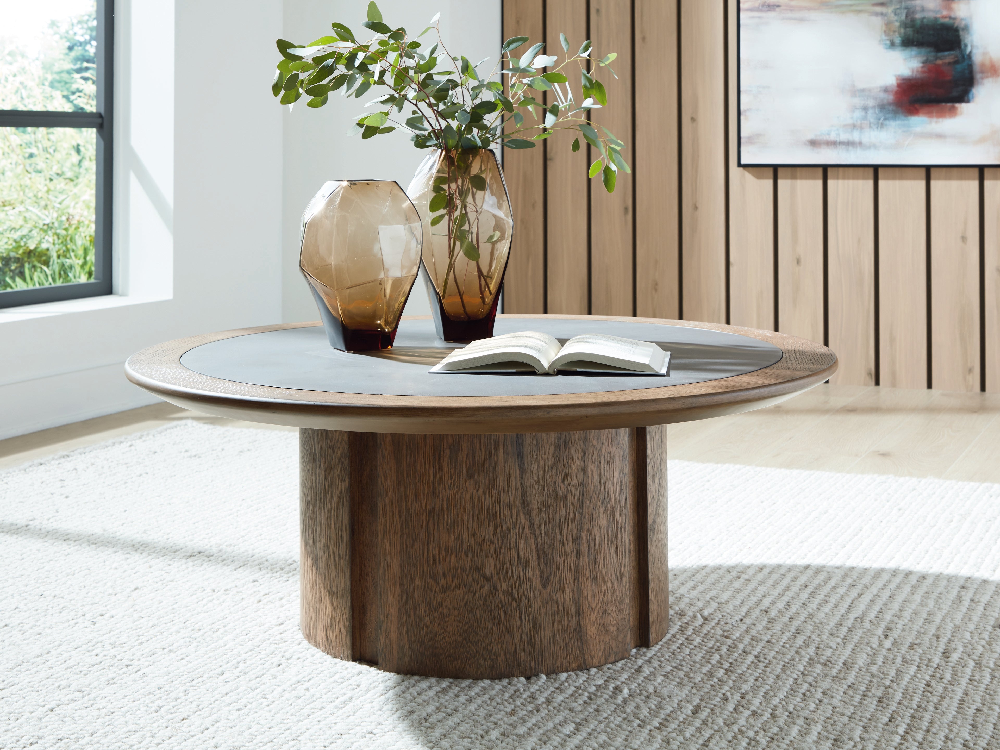 Best Furniture Outlet - Ashley Furniture - Dontayne Coffee Table - Round Cocktail Table - T563-8