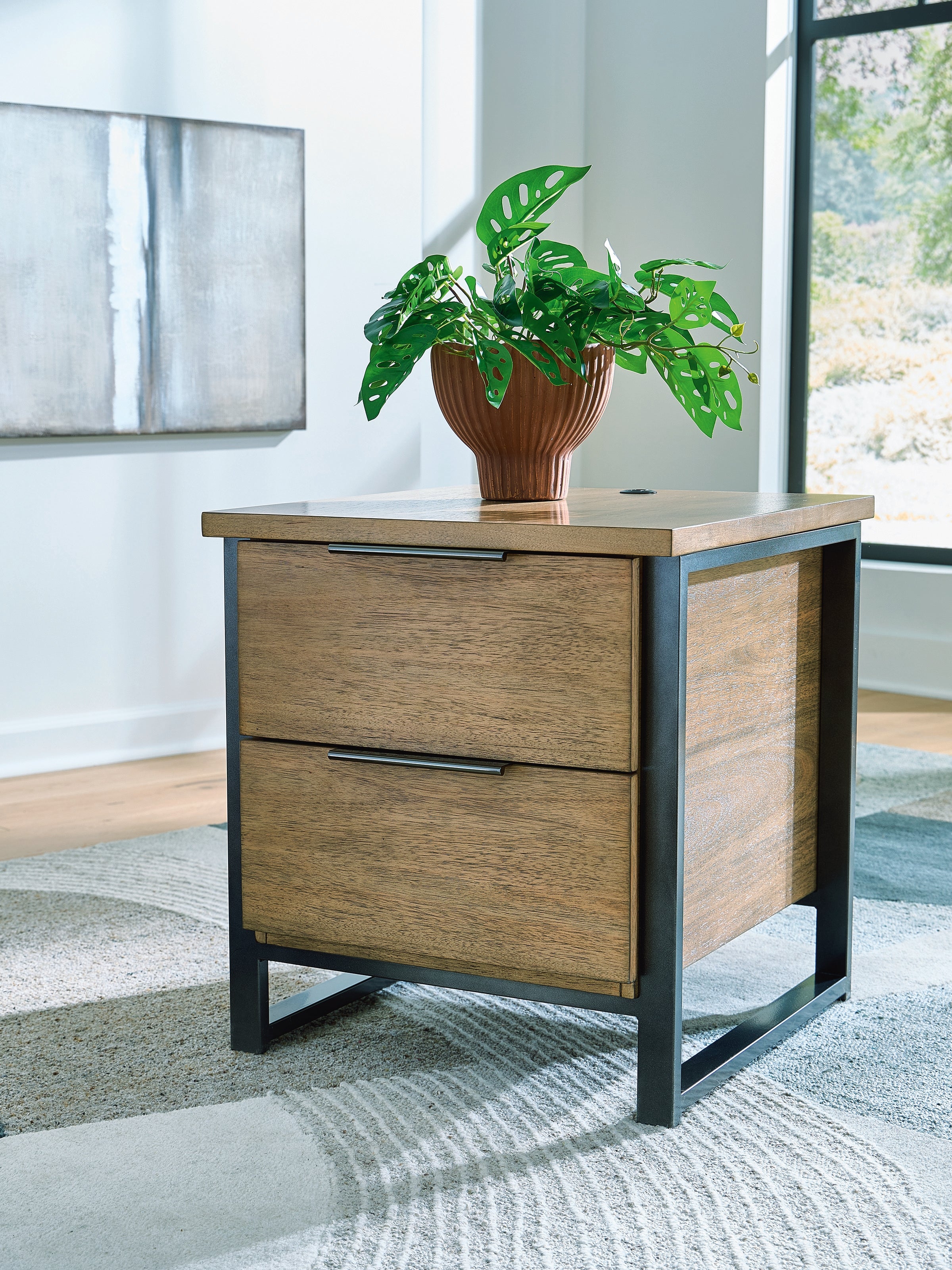 Best Furniture Outlet - Ashley Furniture - Montia End Table - Rectangular End Table / Light Brown - T602-3