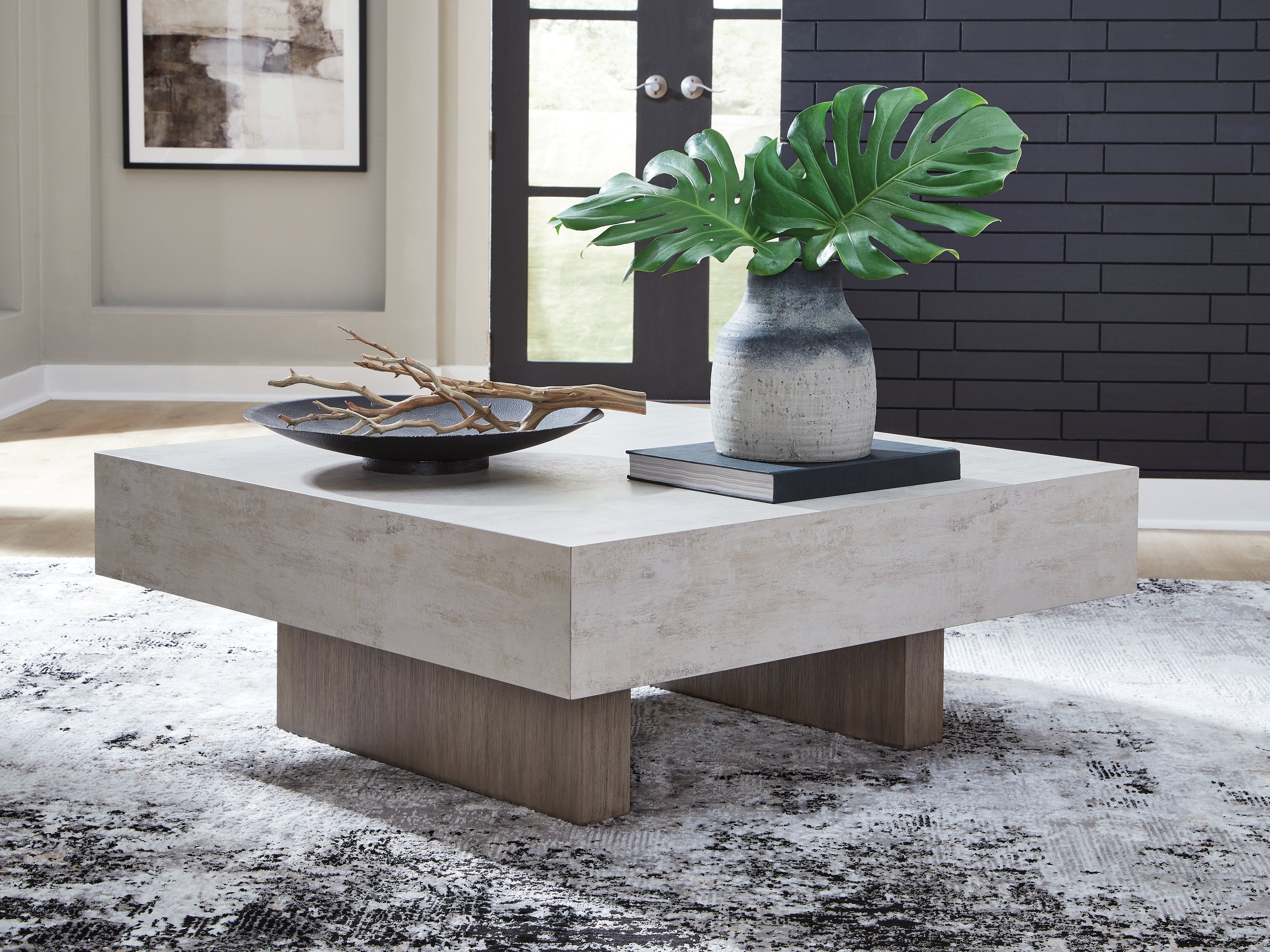 Best Furniture Outlet - Ashley Furniture - Jorlaina Coffee Table - Square Cocktail Table / Light Grayish Brown - T622-8
