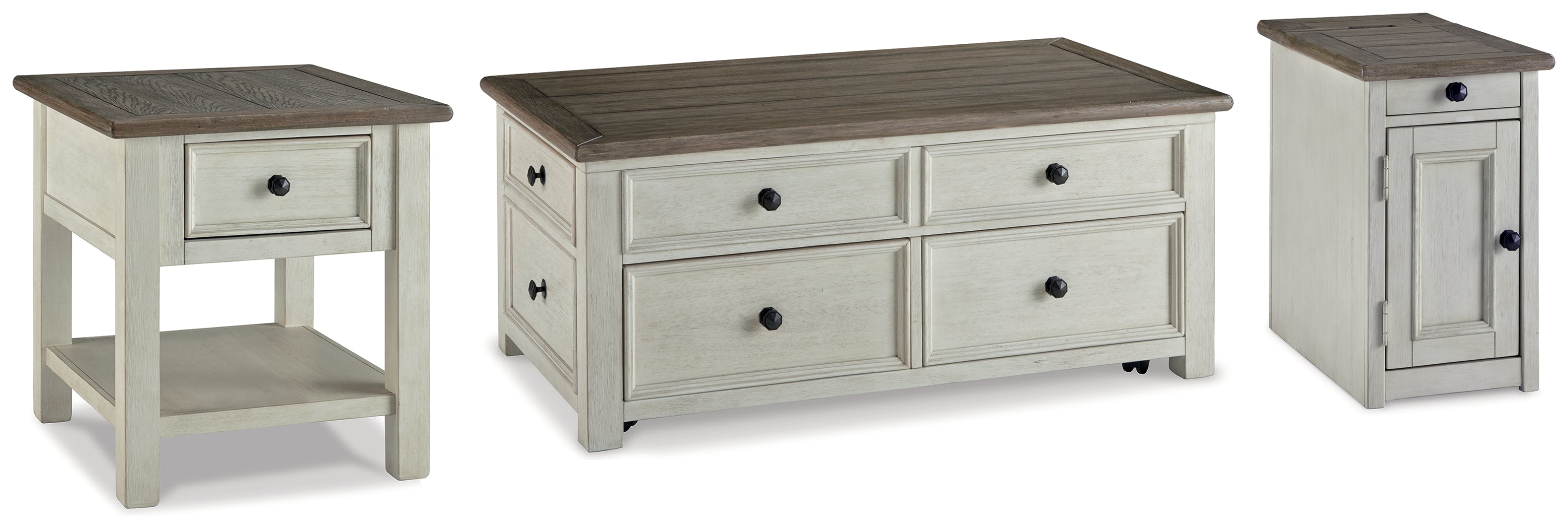 Best Furniture Outlet - Ashley Furniture - Bolanburg Coffee Table with End Table and Chairside End Table - Coffee Table with End Table and Chairside End Table - T637T1