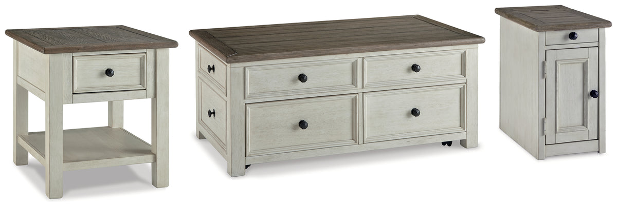 Best Furniture Outlet - Ashley Furniture - Bolanburg Coffee Table with End Table and Chairside End Table - Coffee Table with End Table and Chairside End Table - T637T1