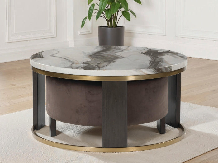 Best Furniture Outlet - Ashley Furniture - Jazmore Nesting Coffee Table (Set of 2) - Nesting Cocktail Tables (Set of 2) / Brown/Brass Finish - T671-22