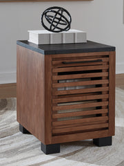 Best Furniture Outlet - Ashley Furniture - Kallari Chairside End Table - Chair Side End Table / Warm Brown/Black - T737-7