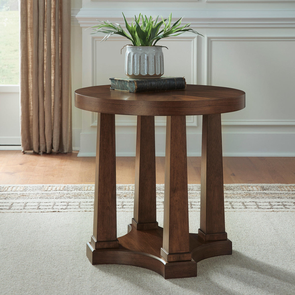 Best Furniture Outlet - Ashley Furniture - Rustic Plains End Table - Round End Table - T877-6