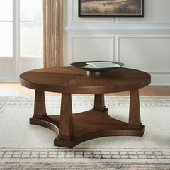 Best Furniture Outlet - Ashley Furniture - Rustic Plains Coffee Table - Round Cocktail Table - T877-8