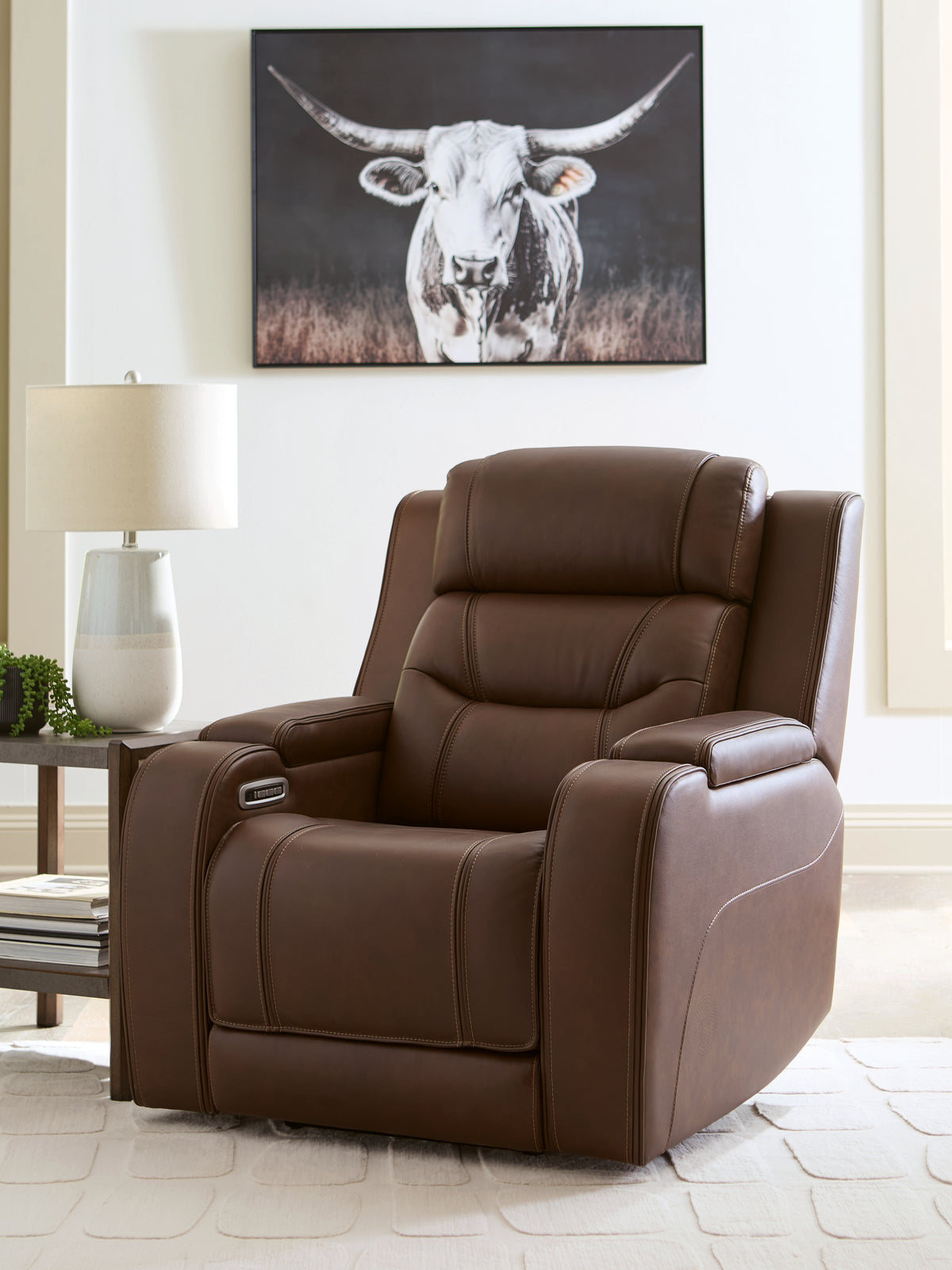 Best Furniture Outlet - Ashley Furniture - Knightington Living Room - PWR REC Sofa w/Audio Seating / Brown - PCU1160215A