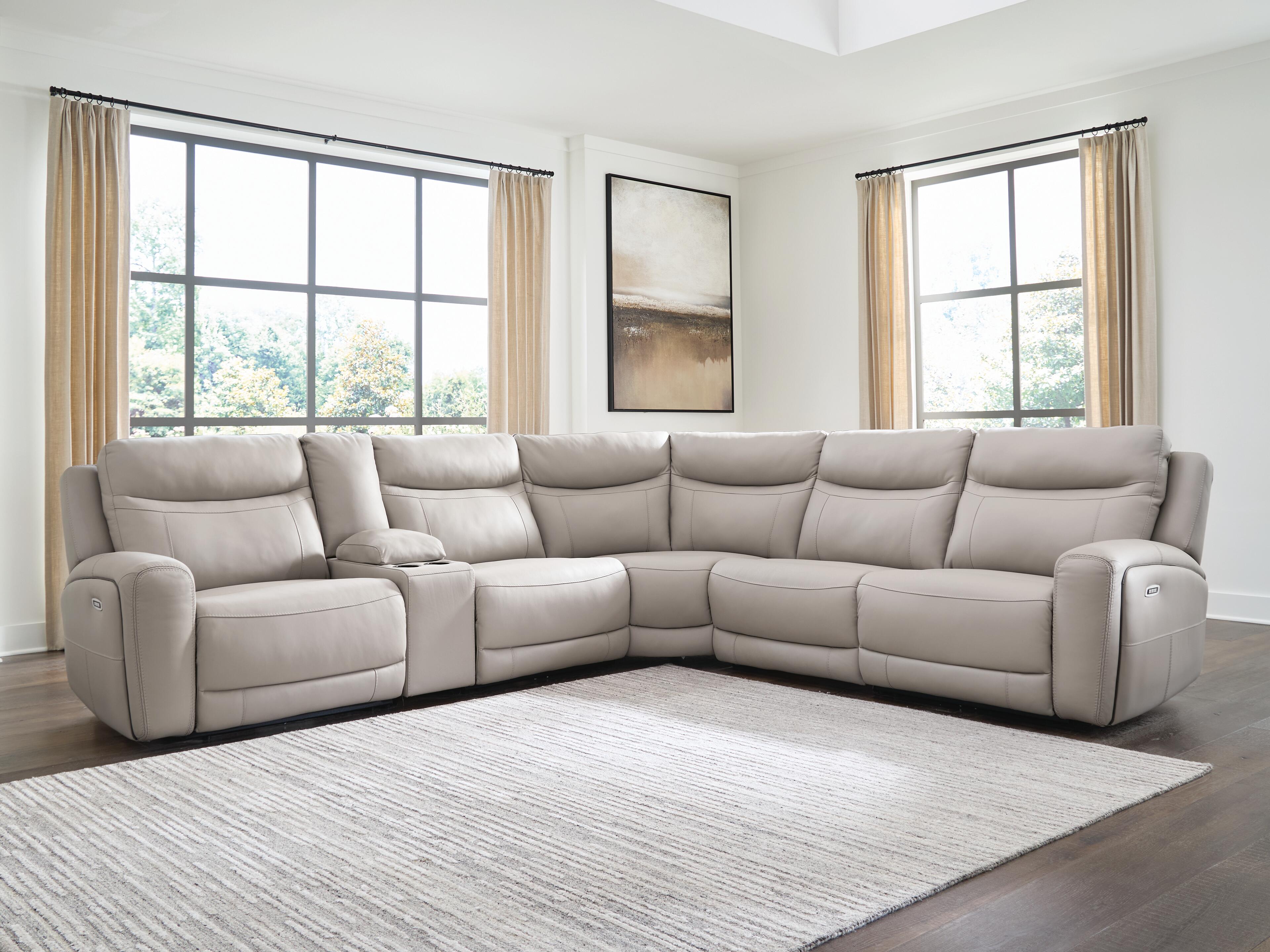 Best Furniture Outlet - Ashley Furniture - Gravier Sectional - 6-Piece Power Reclining Sectional with Storage Console / Gray - U13300S5