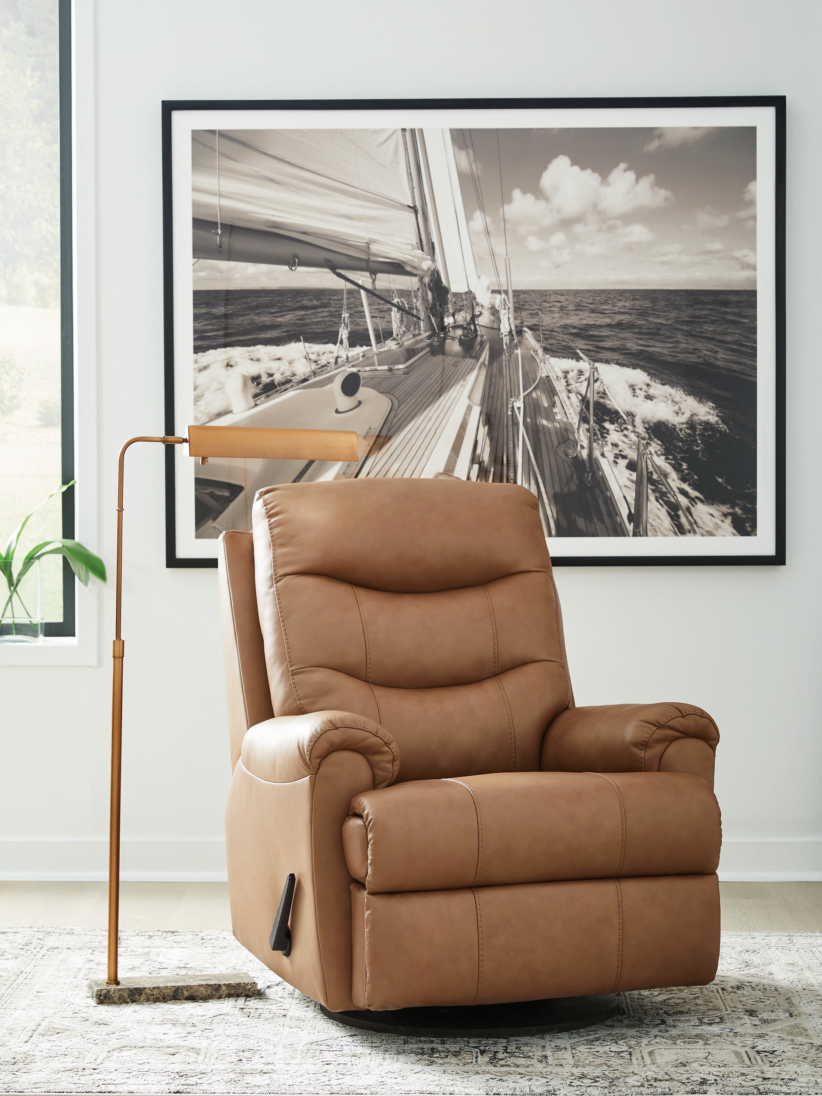 Best Furniture Outlet - Ashley Furniture - Flynwood Living Room - Swivel Glider Recliner / Butternut - PCU1340161