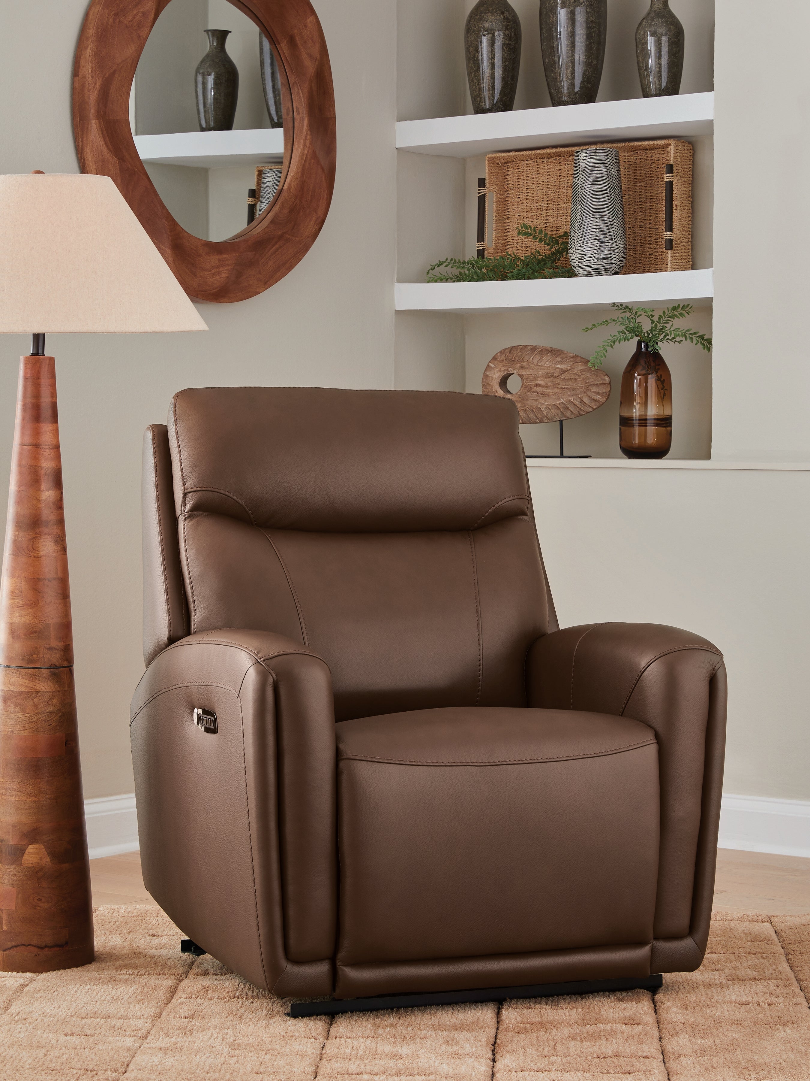 Best Furniture Outlet - Ashley Furniture - Pincara Living Room - PWR AutoGlide REC/ADJ Headrest / Umber - PCU1380242