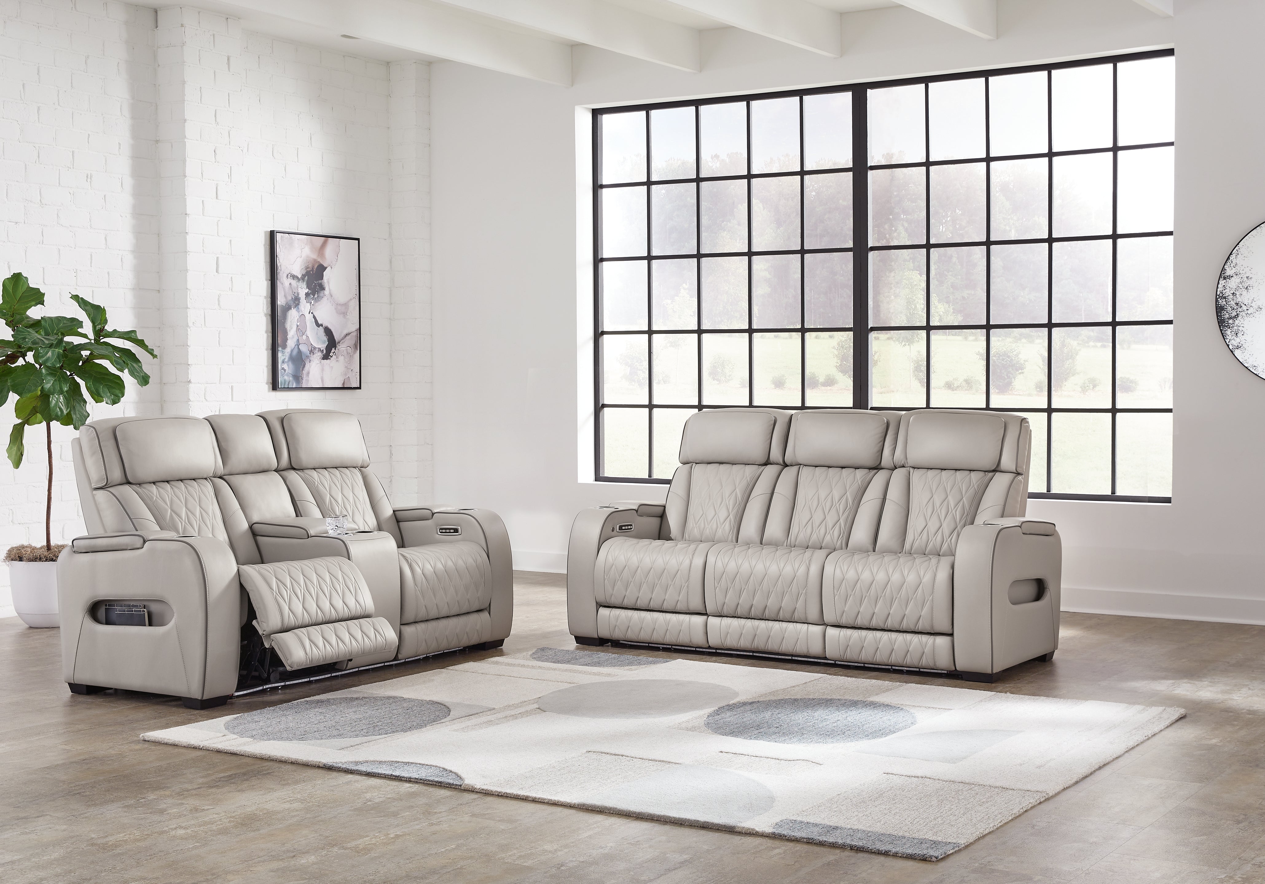 Best Furniture Outlet - Ashley Furniture - Boyington Power Reclining Sofa and Loveseat - Power Reclining Sofa and Loveseat / Gray - U27105U1